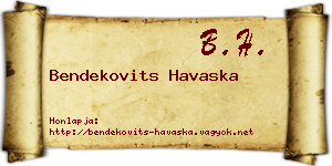 Bendekovits Havaska névjegykártya